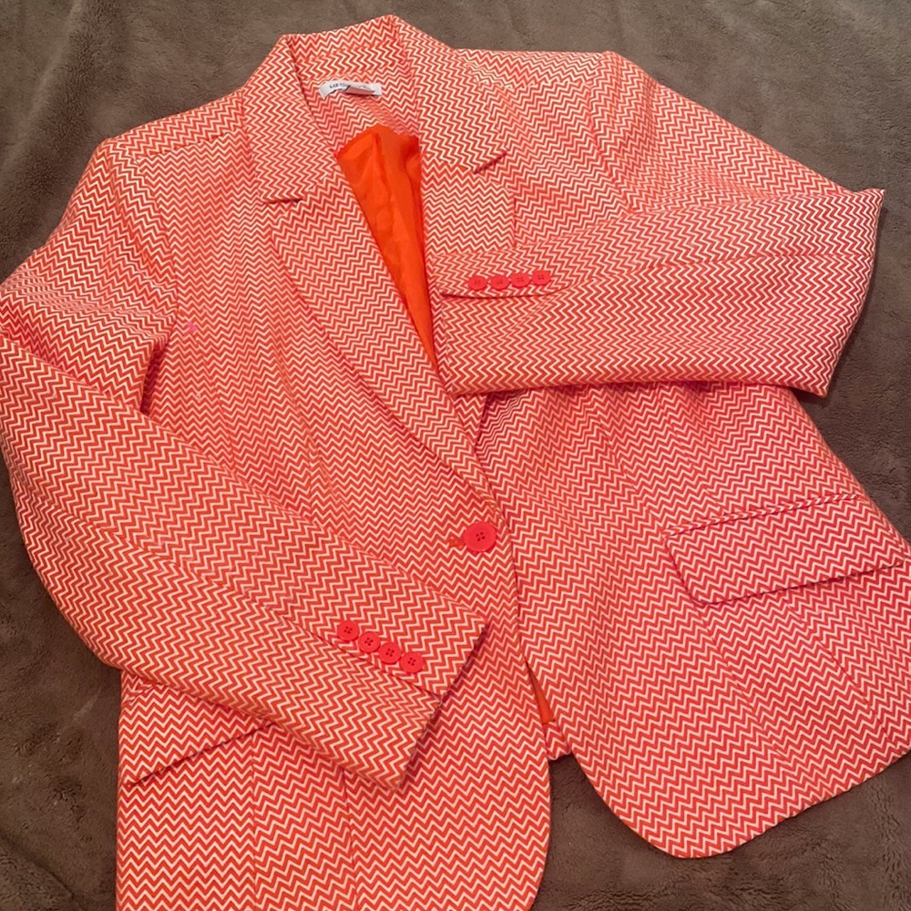 Women's Orange Zigzag Blazer - Smart Tailored Jacket